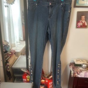 Baccini Women's Denim Jeans with Button Accents